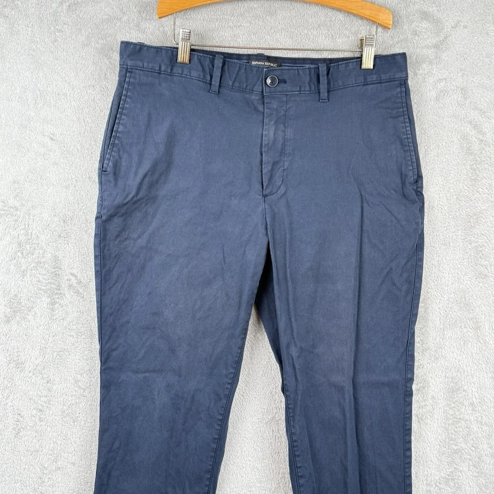 Banana Republic Aiden Pants Mens 34x30 Navy‎ Blue Chino Flat Front Cotton Office